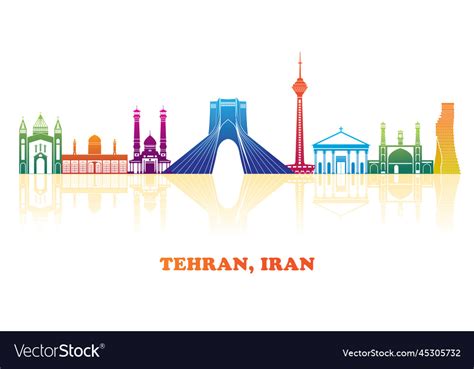 Colorful skyline panorama of city tehran Vector Image