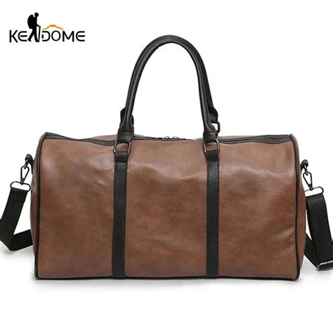 PU Leather Gym Bags Large Capacity Travel Bag Stylish Women Handbag Men ...