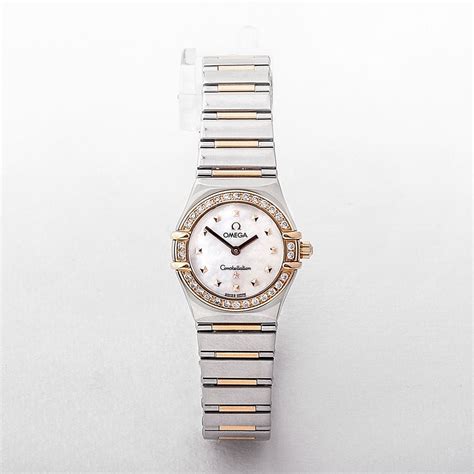 Ladies Omega Constellation Rose Gold And Stainless Steel Diamond Bezel