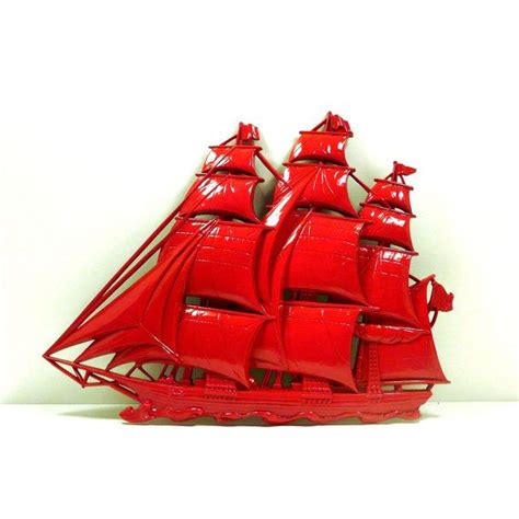 red ship, nautical home decor, upcycled, wall art, unique, wall decor, ships, boats, pirates ...