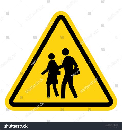 School Yellow Warning Sign Vector Illustration Stock Vector (Royalty ...