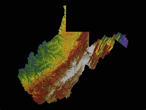 West Virginia Color Elevation Map - Etsy