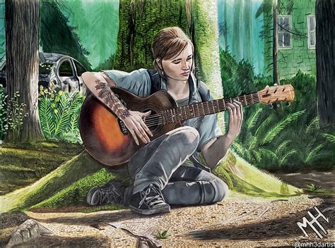 I drew Ellie with her guitar while waiting for the upcoming game : r ...