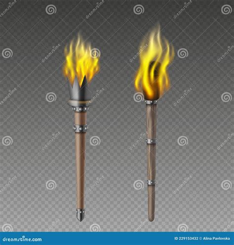 Set of Ancient Greek Torch for Olympic Games Opening Ceremony. Flaming ...