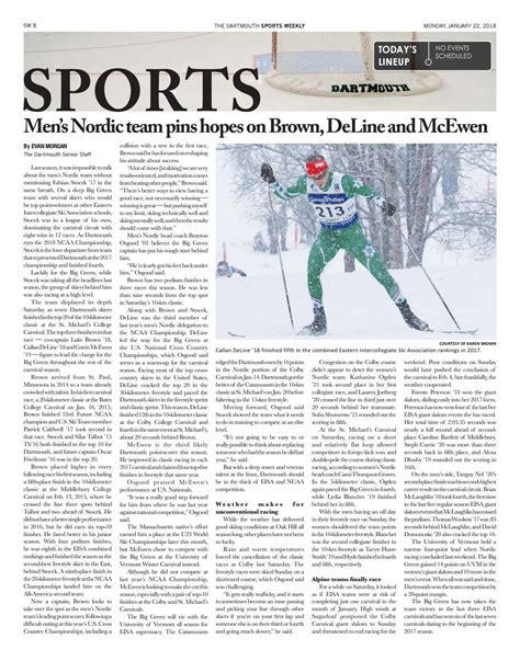 The Dartmouth Sports Weekly 1/22/18 by The Dartmouth Newspaper - Issuu