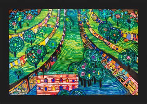 Buy Hundertwasser painting GREEN TOWN as art print