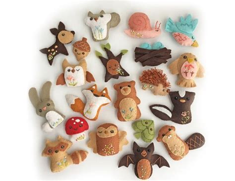 20 piece Woodland Creatures Felt Plush Animals Sewing Patterns