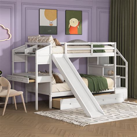 Harriet Bee Het Kids Twin Over Twin Bunk Bed with Drawers | Wayfair