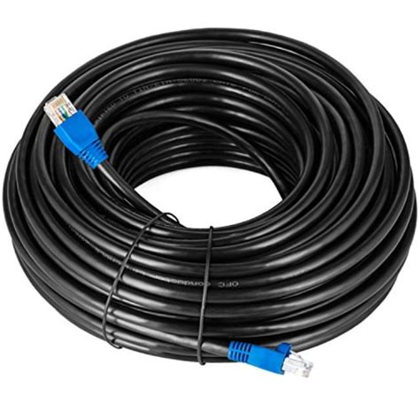 Maximm Cat6 Outdoor Ethernet Cable (150ft - Black) Zero Lag Pure Copper 550Mhz, Waterproof ...