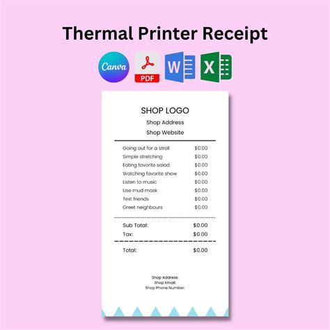a printable receipt for a shop with the price tag on it and other items