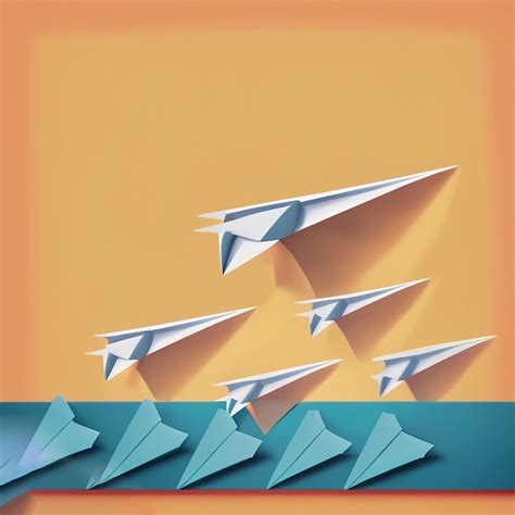 Premium AI Image | Photo ai generated illustration outstanding paper plane flying front of other ...