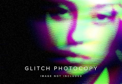 Premium PSD | Glitch Photocopy Photo Effect Mockup