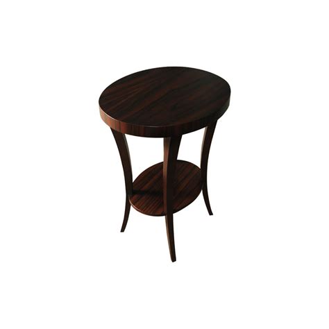 Gael Oval Dark Wood Side Table with Shelf - Englanderline