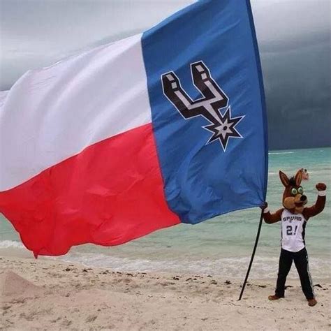 Spurs mascot, Coyote, holding the new Texas state flag. GO! SPURS! GO ...