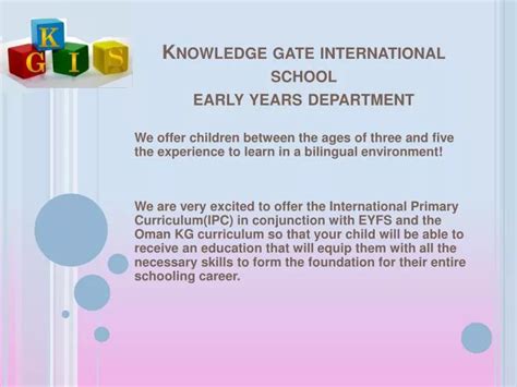 PPT - Knowledge gate international school early years department ...