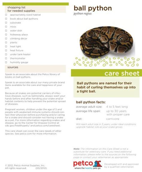 ball python care sheet - Petco