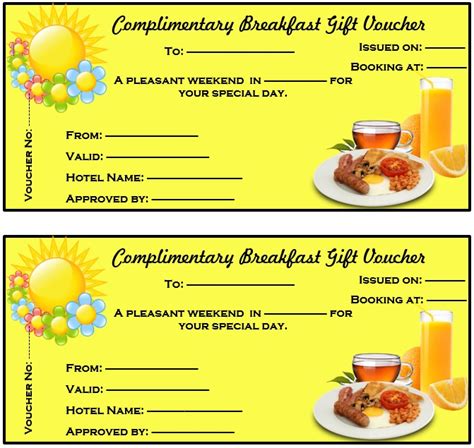 8 Free Sample Breakfast Voucher Templates - Printable Samples