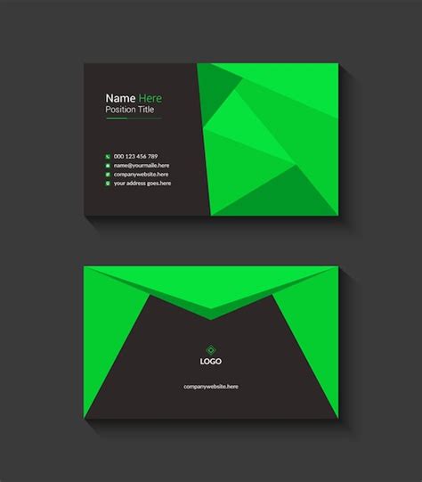 Premium Vector | Green and black business card design template