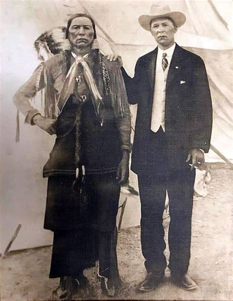 Comanche Chief Quanah Parker and his friend Burk Burnett on Burnett's famed Four Sixes Ranch ...