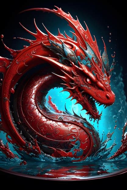 Premium AI Image | Painting art of Red Chinese Dragon