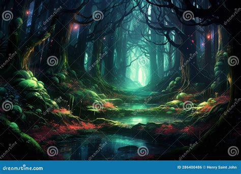 Anime Animals: Magical Forest with Mystical Creatures Stock ...