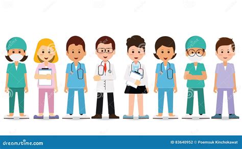 Medical Team Isolated on White. Stock Vector - Illustration of friendly ...