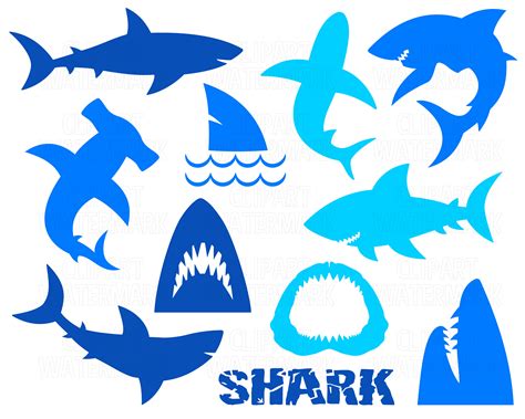 Shark Silhouette Clipart Shark Clipart Dish Clipart - Etsy UK