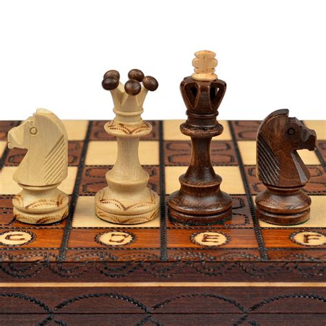 Handmade European Wooden Chess Set with 16 inch Board and Hand Carved Chess Pieces - Walmart.com ...