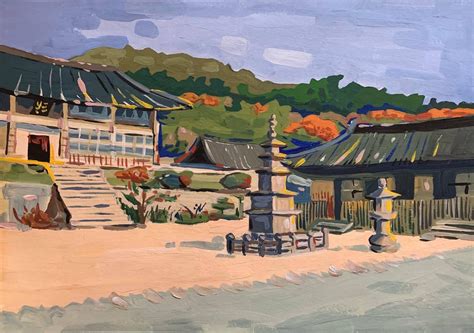 Haeinsa Temple, South Korea, gouache painting by me : r/Gouache