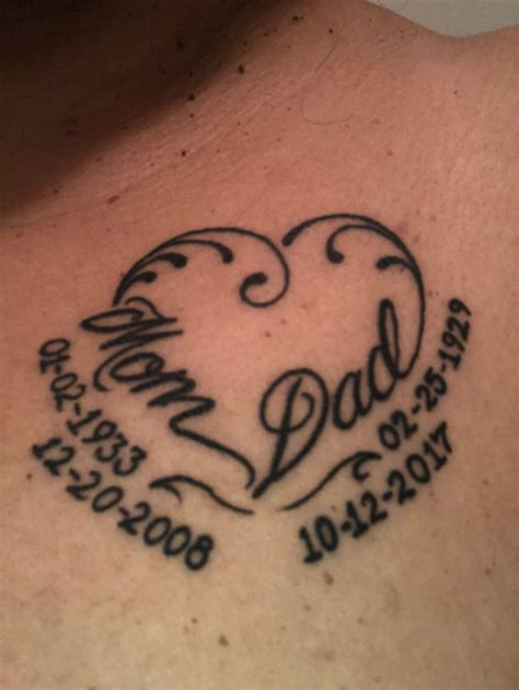 In memory of mom & dad. | Tattoos for dad memorial, Tattoos for daughters, Remembrance tattoos