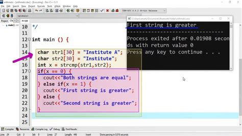 Comparing strings - cpp tutorial