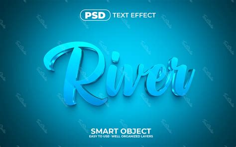 River Blue Crystal Cursive 3D Text Effect | Photoshop PREMIUM PSD File