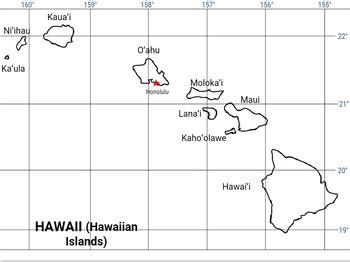 Hawaii Map longitude and latitude by Suitlaw | TPT