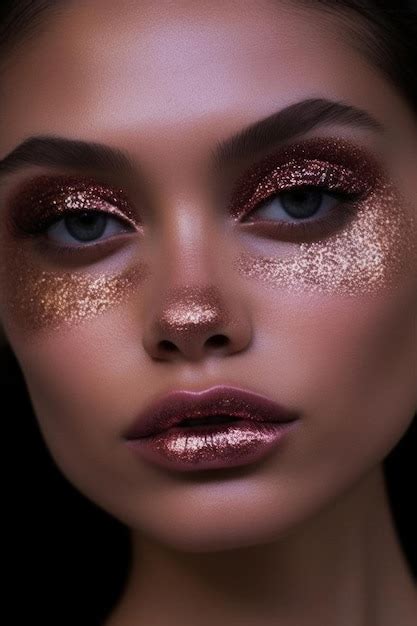 Premium AI Image | A woman with a gold glitter eye shadow