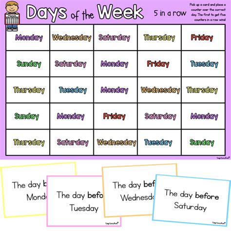 Days of the Week: 5 in a Row Sequencing Game - Top Teacher