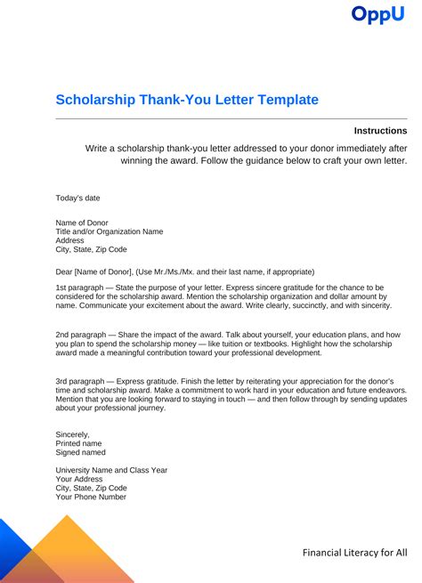 Scholarship Thank You Letter Template