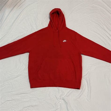 Nike Hoodie Red Large Worn once #nike #menshoodie - Depop