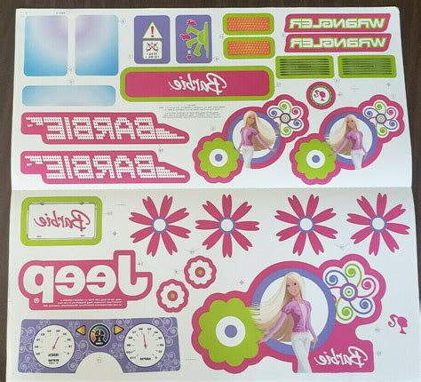 Power Wheels Barbie Jammin Jeep Decals Sheet L7820-0311