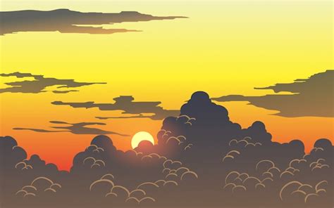 Premium Vector | Sunset sky background with clouds