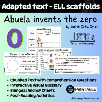 Abuela Invents the Zero - Scaffolded ESL/ELL Summary + Activities for Newcomers