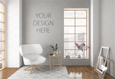 Interior mockup - blank wall mock up | Mockup free psd, Interior, Black framed art