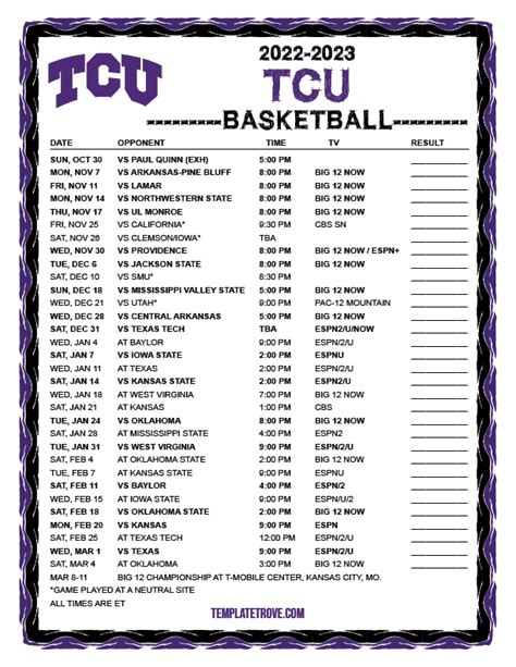 Printable Tcu Football Schedule 2024 2024 - Farica Loraine