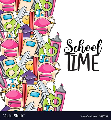 School time doodle clip art greeting card Vector Image