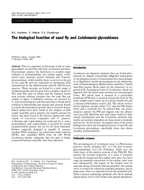 (PDF) The biological function of sand fly and Leishmania glycosidases | Raymond Jacobson and ...