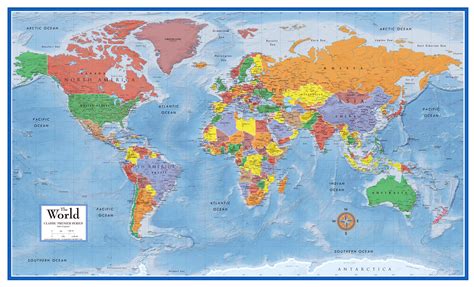 48x78 World Classic Premier 3D Wall Map - Large poster mural art print wall maps | eBay