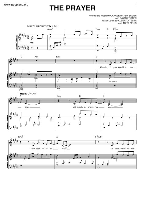 Josh Groban The Prayer Sheet Music Notes, Chords Download Printable Piano Vocal PDF Score SKU ...