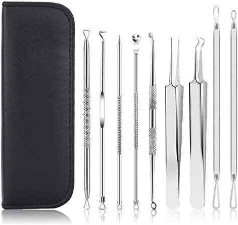 Pimple Popper Tool Kit, UUBAAR 9 PCS Blackhead Remover Tools with ...