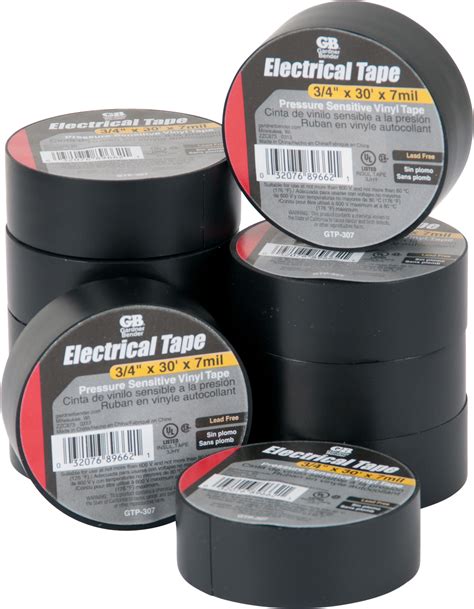 Black Electrical Tape, 3/4 in. W x 30 Ft. L x 7 ml, Lead Free, PVC, (10/Pk Sleeve)