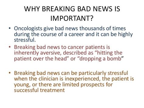 Breaking bad news to cancer patients