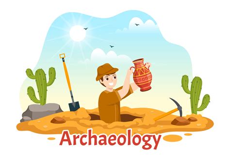 Archeology Illustration with Archaeological Excavation of ancient Ruins ...